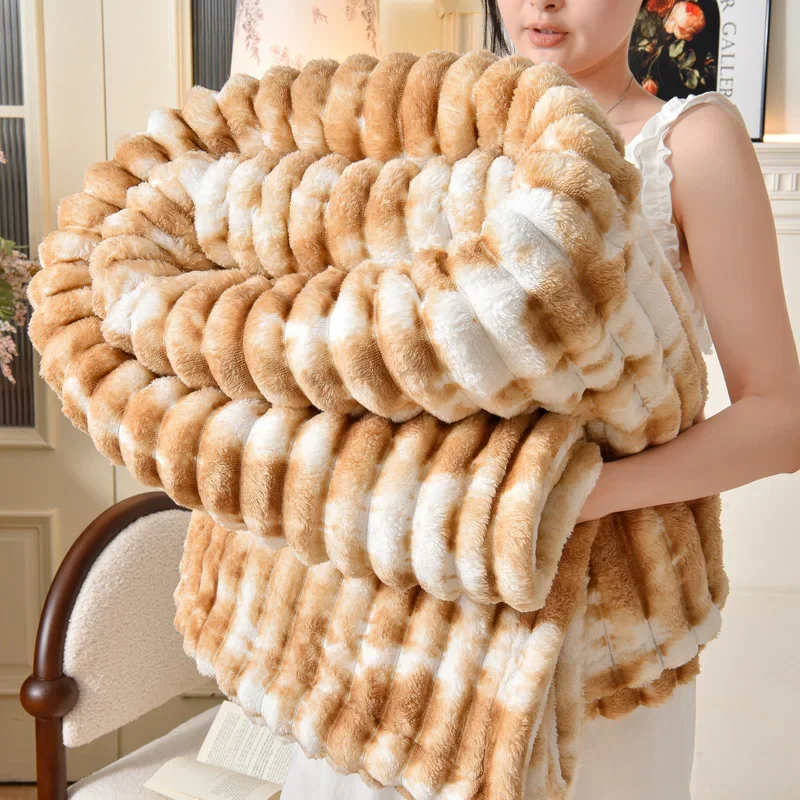 Imitation Rabbit Velvet Autumn Winter Blanket Warm Single Double Bed Blankets Fluffy Warmth Multifunctional Sofa Blanket Knee