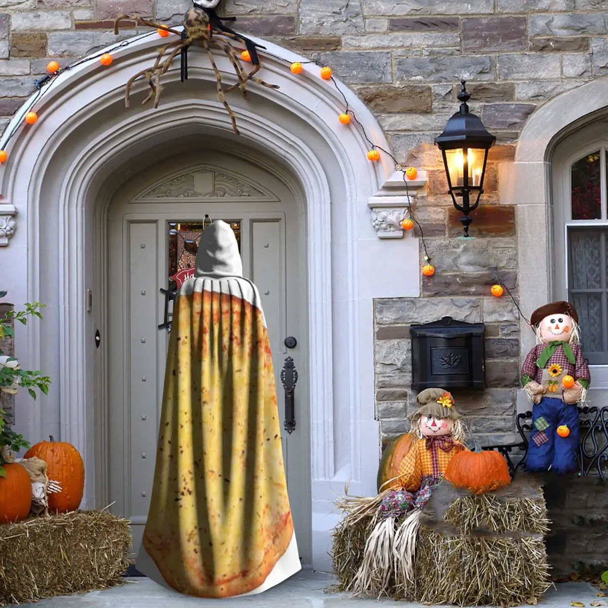 ピザチーズ ロングフード付きマント 魔女 中世コスチューム コスプレケープ ハロウィンヴァンパイア 大人用 ユニセックス