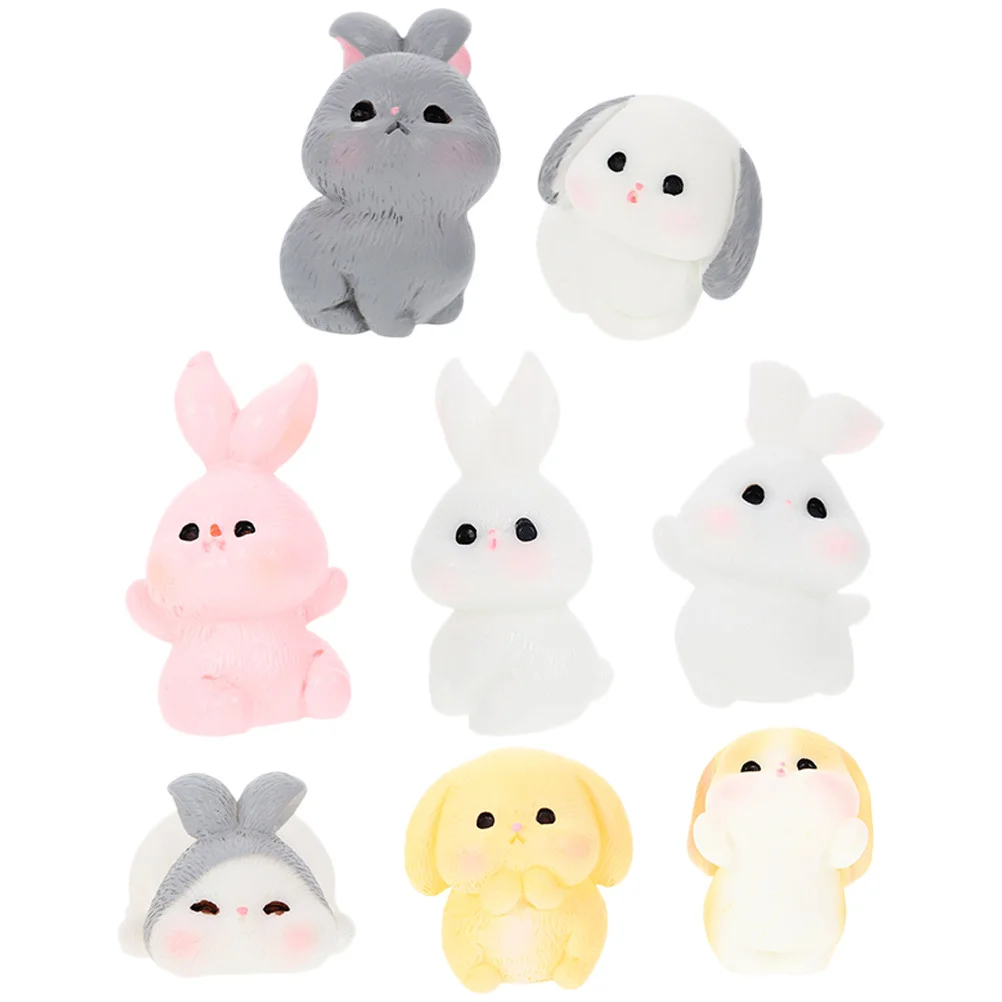 

8Pcs Miniature Rabbit Resin Crafts for Garden Yard Decor Micro Landscape Ornament Cute Bunny Statue Desktop Home Decorative
