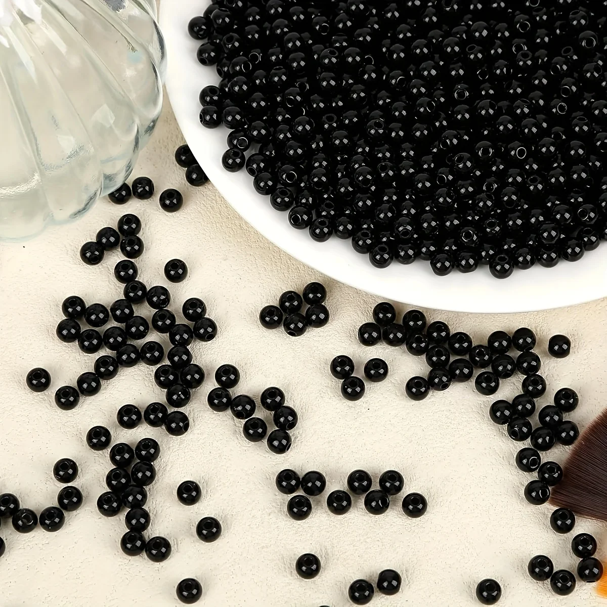 900PCS 6mm/1000PCS4mm Black Round Loose Beads, Suitable for Bracelets, Jewelry, Gifts image 5