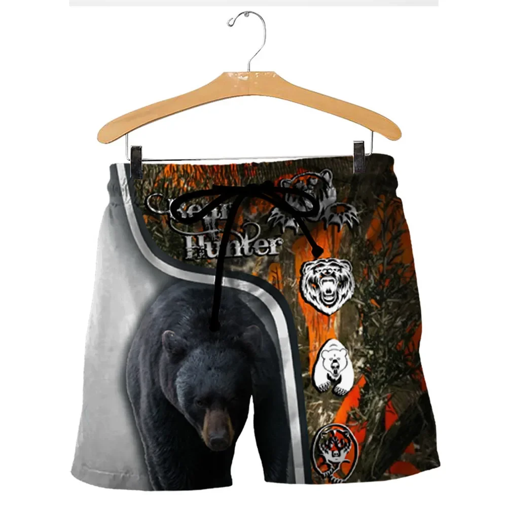 

Брендовые шорты CLOOCL, красивые пляжные шорты с 3D принтом для охоты на медведя, мужские и женские уличные шорты в стиле Харадзюку, летние повседневные шорты