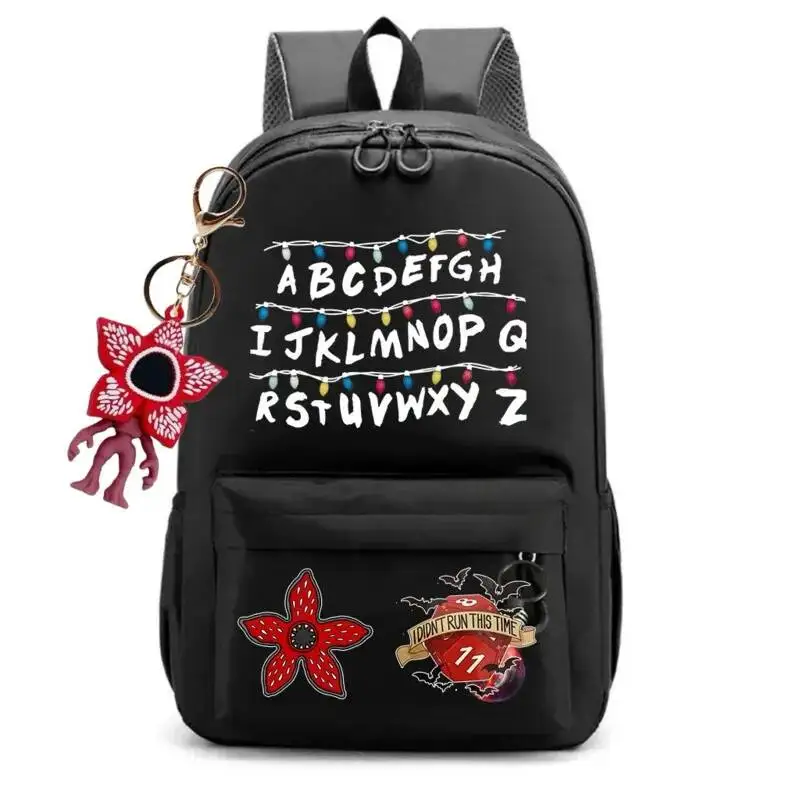 

New 24 Alphabet Printed Backpack Cute TV Carnivorous Plant With Pendant Schoolbag Big Space For Boy And Girl Back To School Gift