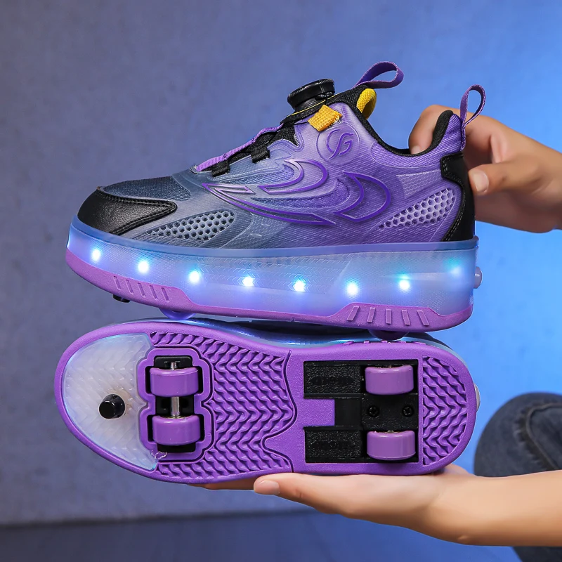 

Модная обувь с невидимым автоматическим выдвижением на 4 колесах: кроссовки для девочек, роликовые коньки для детей, взрослых и мальчиков