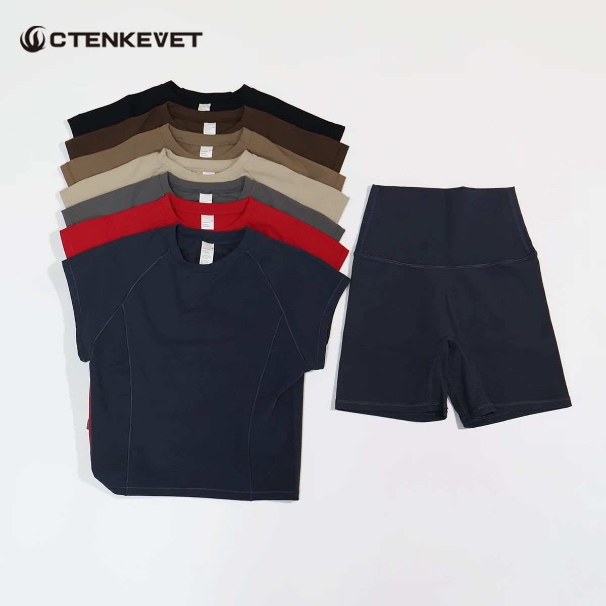 

Женский комплект для фитнеса Ctenkevet из двух предметов: быстросохнущая одежда для йоги с коротким рукавом для занятий спортом на открытом воздухе, женский комплект из 2 предметов