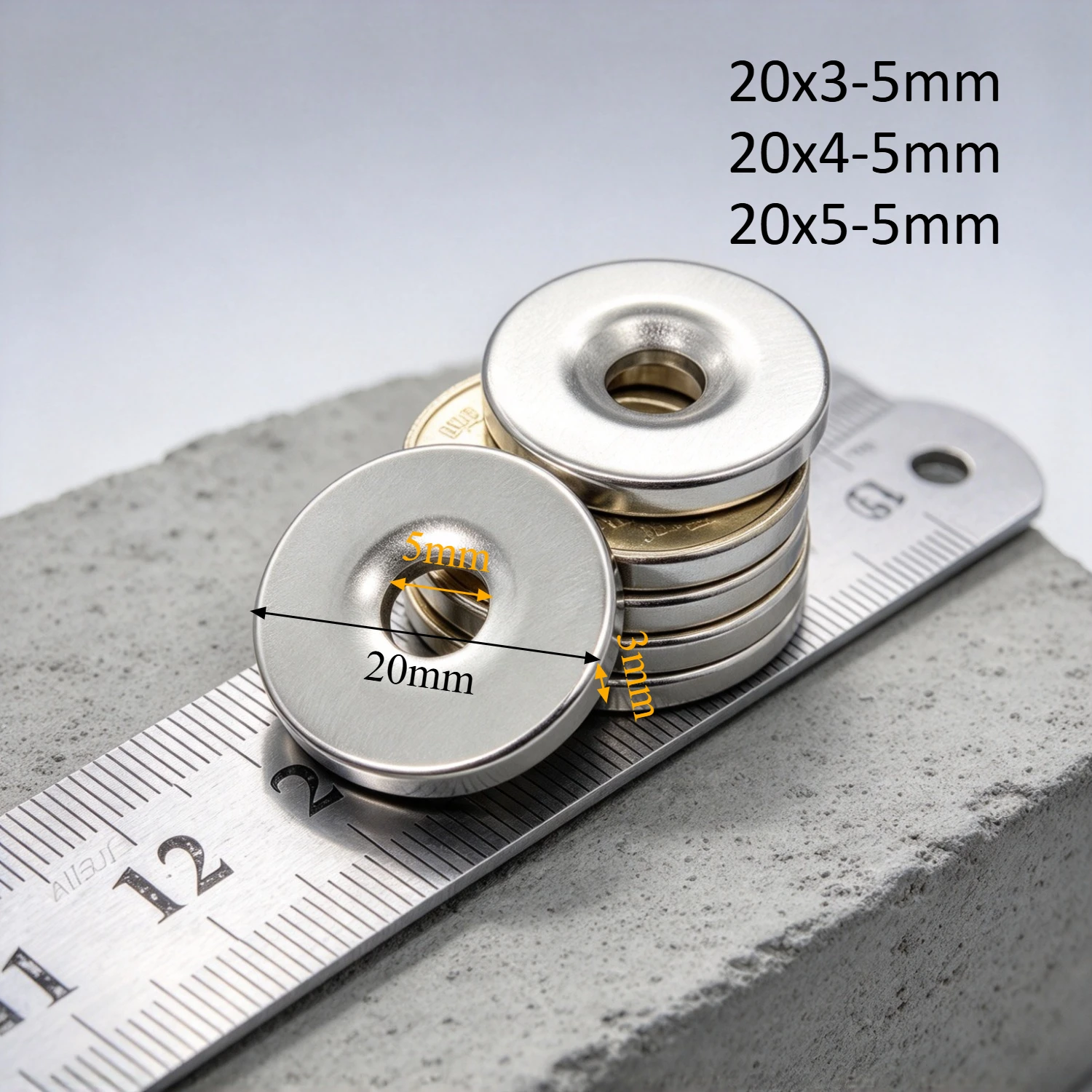 20x3-5mm 20x4-5mm 20x5-5mm N35 Countersunk Disc Neodymium Magnet Hole 5mm Magnet for DIY Crafts Industrial Office Application