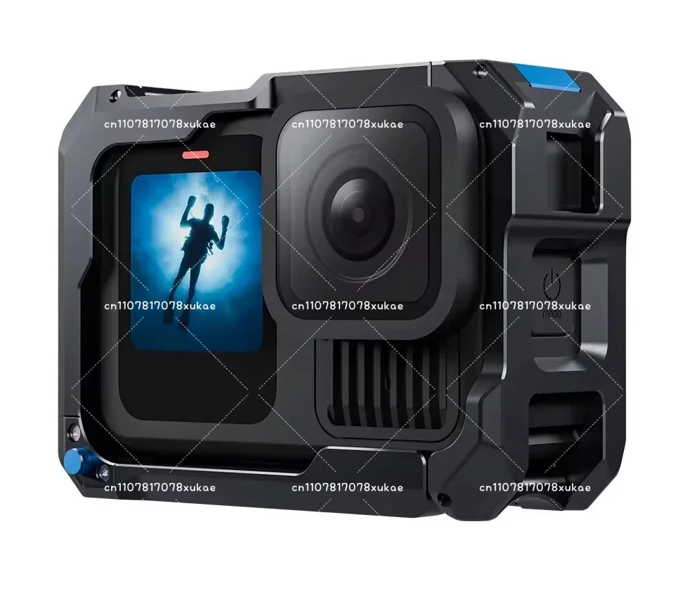 

Алюминиевый металлический кейк для GoPro Hero 13/12/11/10/9 - крепление Cold Shoe и боковой выключатель для аккумулятора