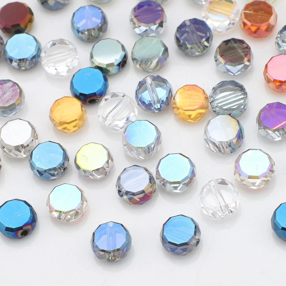 50pcs Flatback Round Bead 8mm Faceted Glass Loose Beads Cheap Beading Jewelry Diy Making Crystal Accessories Wholesale In Bulk