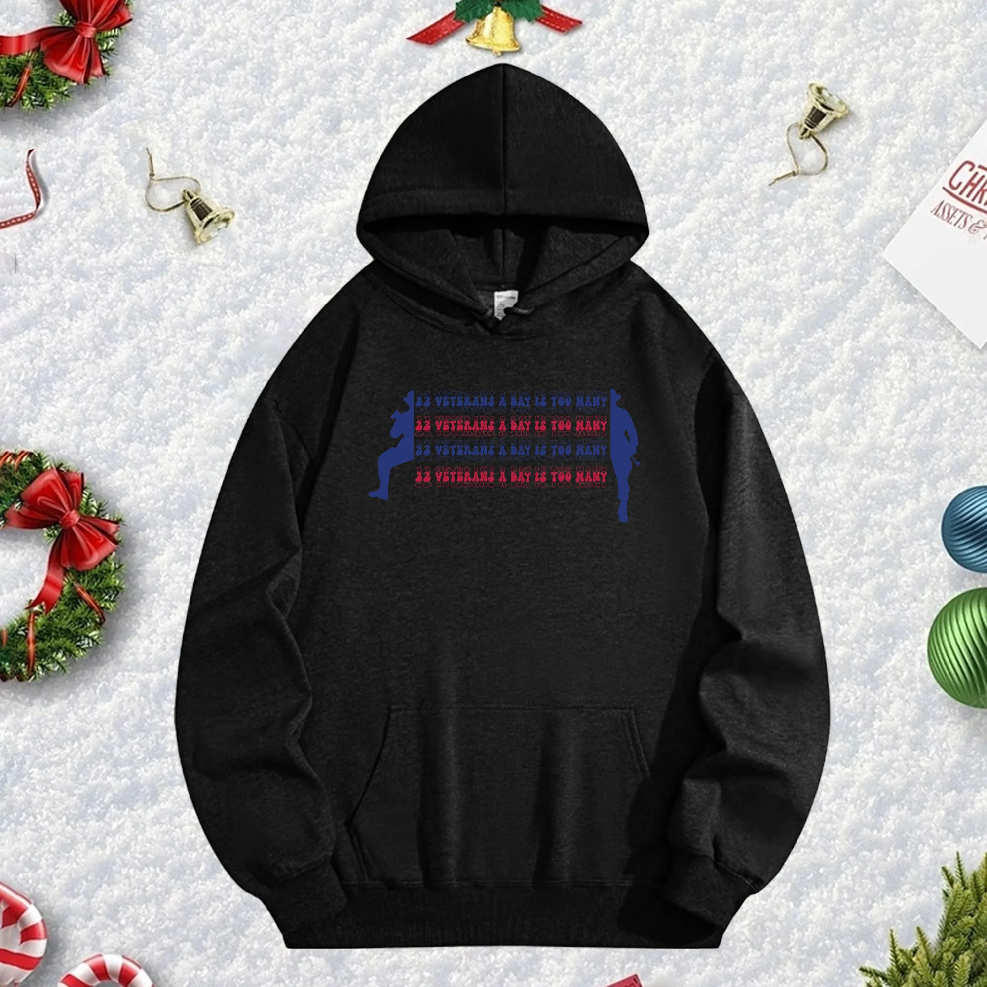 

22TooMany 270G Черная толстовка унисекс, уютный флисовый пуловер для зимы, рождественского и новогоднего праздничного наряда