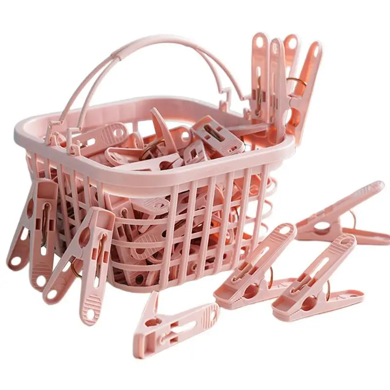 30Pcs Plastic Clothes Pegs Laundry Clothespin Clothes Pins Storage Organizer Quilt Towel Clips Spring With Basket Cabides Hanger