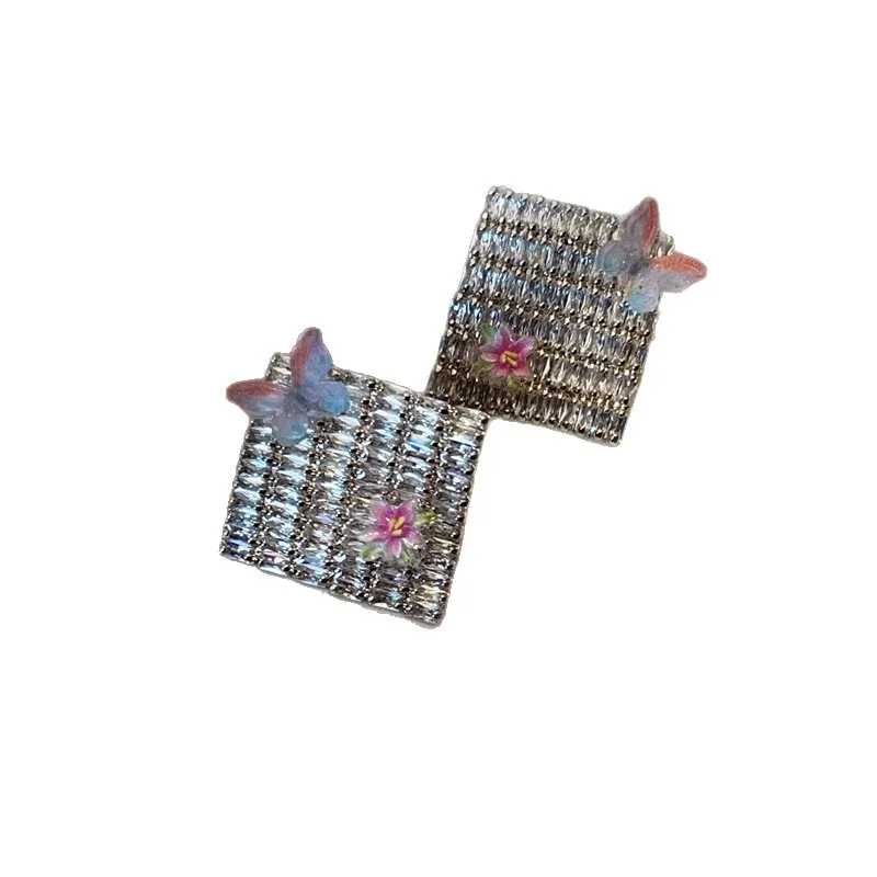 

Women Luxury Butterfly & Flower Zircon Earrings 925 Sterling Silver Needle Heavy Design Unique Stylish Exquisite Jewelry Gift