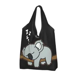 Custom Funny Printed Cute Lazy Koala Bear Napping Tote Shopping Bag Portable Shopper Shoulder Zoo Animal Handbag