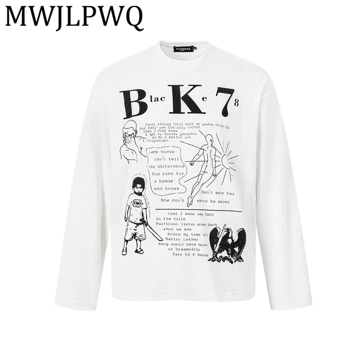 

MWJLPWQ 2025 осенняя новая модная базовая футболка в американском уличном стиле Cleanfit, топы с длинными рукавами и принтом, мужская одежда 21217