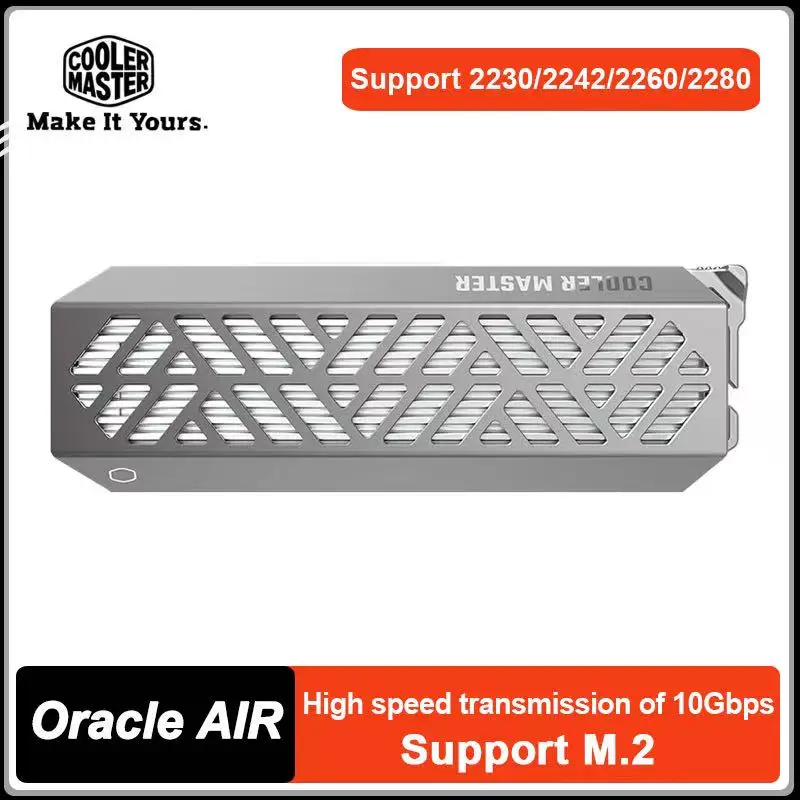 

Cooler Master Oracle AIR Solid State Drive Enclosure NVMe High-speed portable M.2 SSD Case For 2230 2242 2280