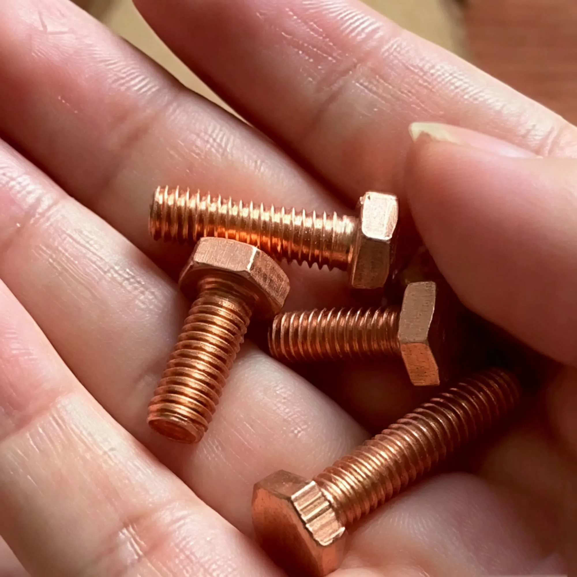 Guangluo M3-m12 Din933 Standard T2 Pure Copper Hex Bolt Red Purple Copper High Conductivity Industrial Fastener Screw