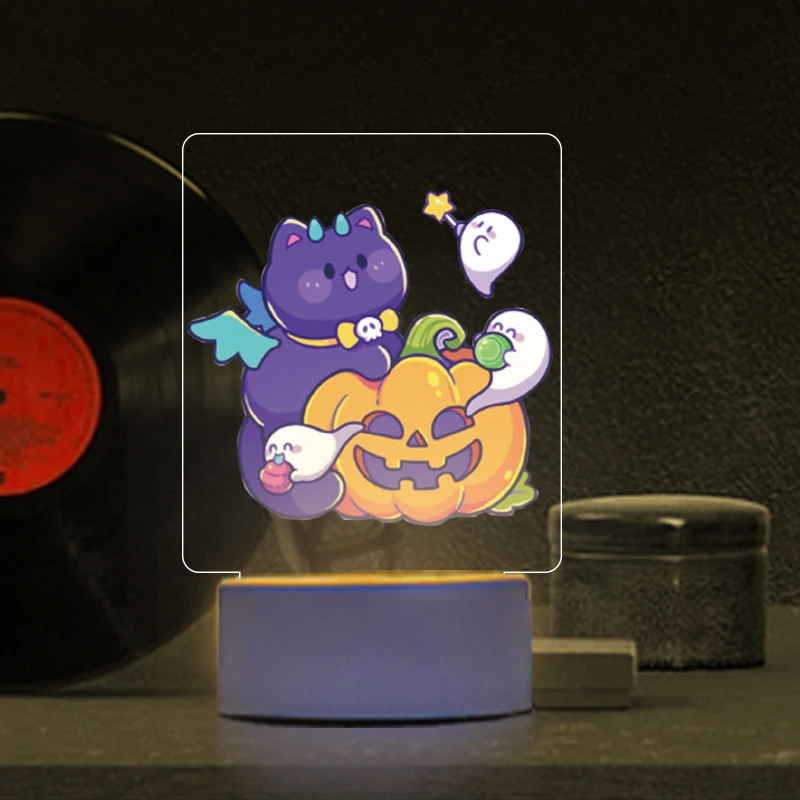 Gepersonaliseerde Nachtlampje Usb Led Tafellamp Kleurendruk Nachtlampje Voor Kinderen Cadeau Witte Basislamp Halloween Decoratie