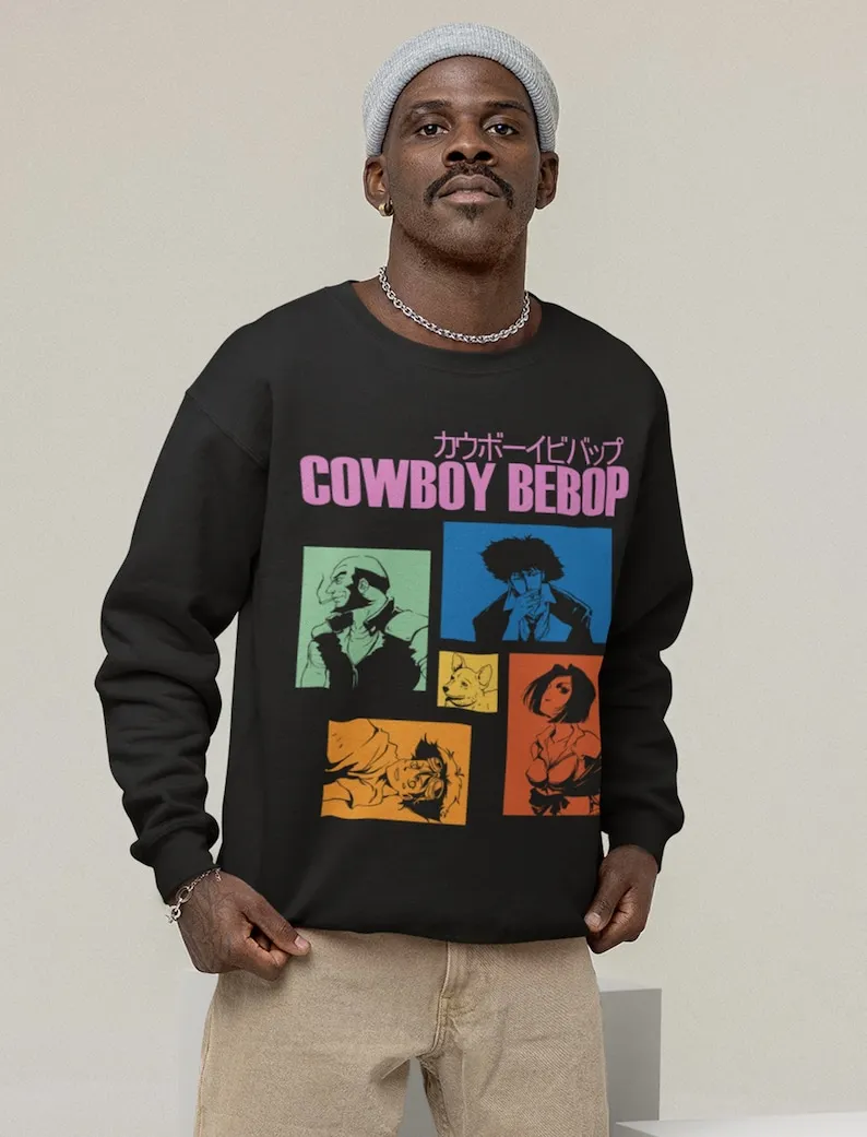 Cowboy Bebop Pattern vintage Shirt Bebop Montage Unisex sweatShirt for Anime Lovers