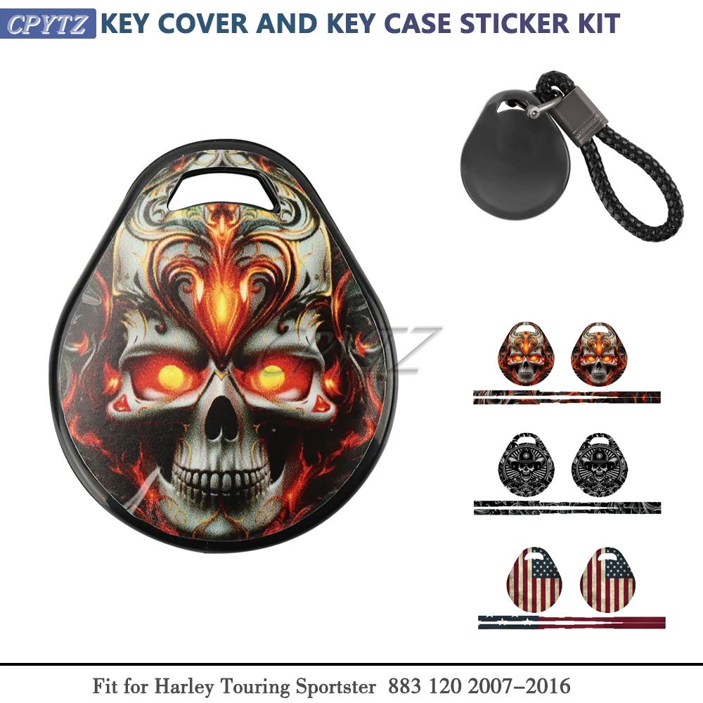 New Motorcycle key cover key fob Key Case Sticker kit fit For Harley Touring Sportster XL883 1200 Softail FL/FXST VRSC 2007-2016