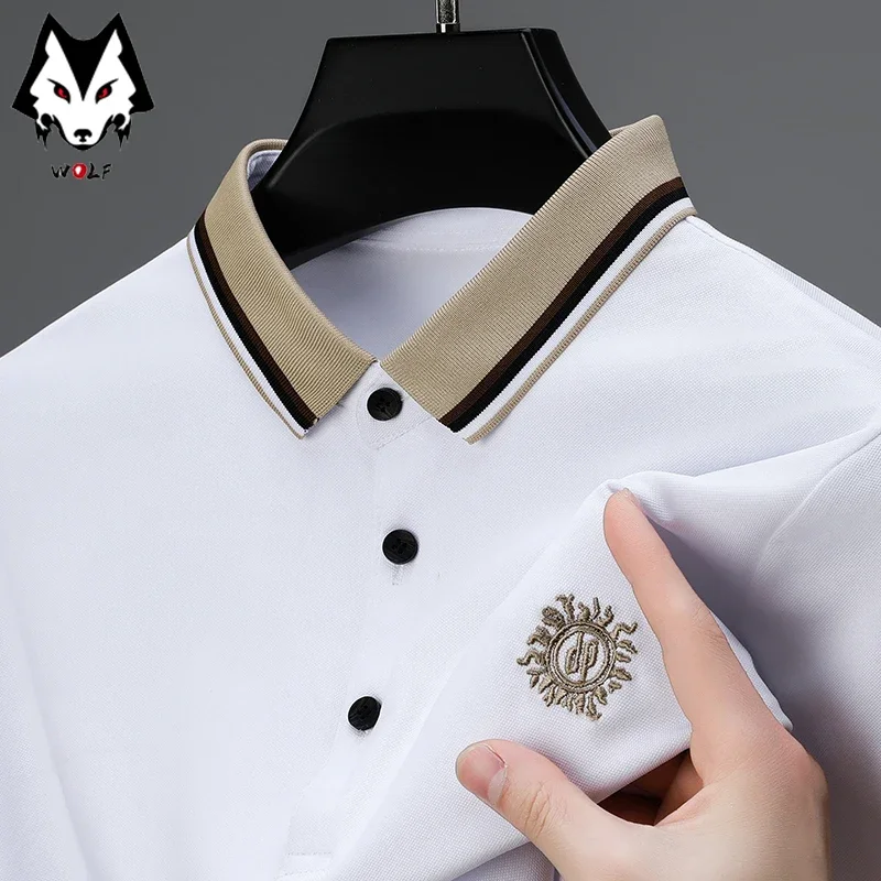 New Men's Casual and Fashionable Embroidered Short Sleeved Polo Shirt Comfortable Breathable and Versatile Summer Top