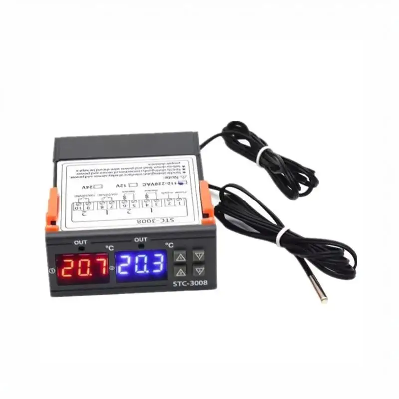 STC-3008 Digital Thermostat Controller Dual LED Display Dual NTC Sensors for Incubator Home Brewing Equipment