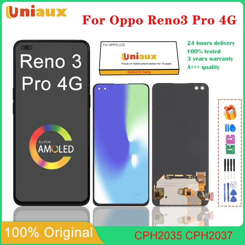 

6,4-дюймовый AMOLED для OPPO Reno 3 Pro 4G, ЖК-экран мобильного телефона в сборе, сенсорный экран, замена ЖК-панели