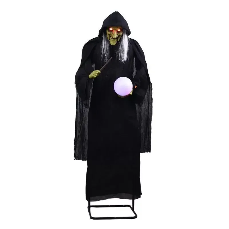 

Halloween new electric witch sickle ghost luminous sound electric bar haunted house secret room decoration props supplies