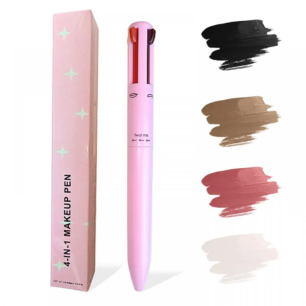 Multifunctional Four-in-One Cosmetic Pen Long-lasting Eyebrow Pen Rotating Lip Liner Waterproof Sweat Proof Makeup Pen Cosmetics