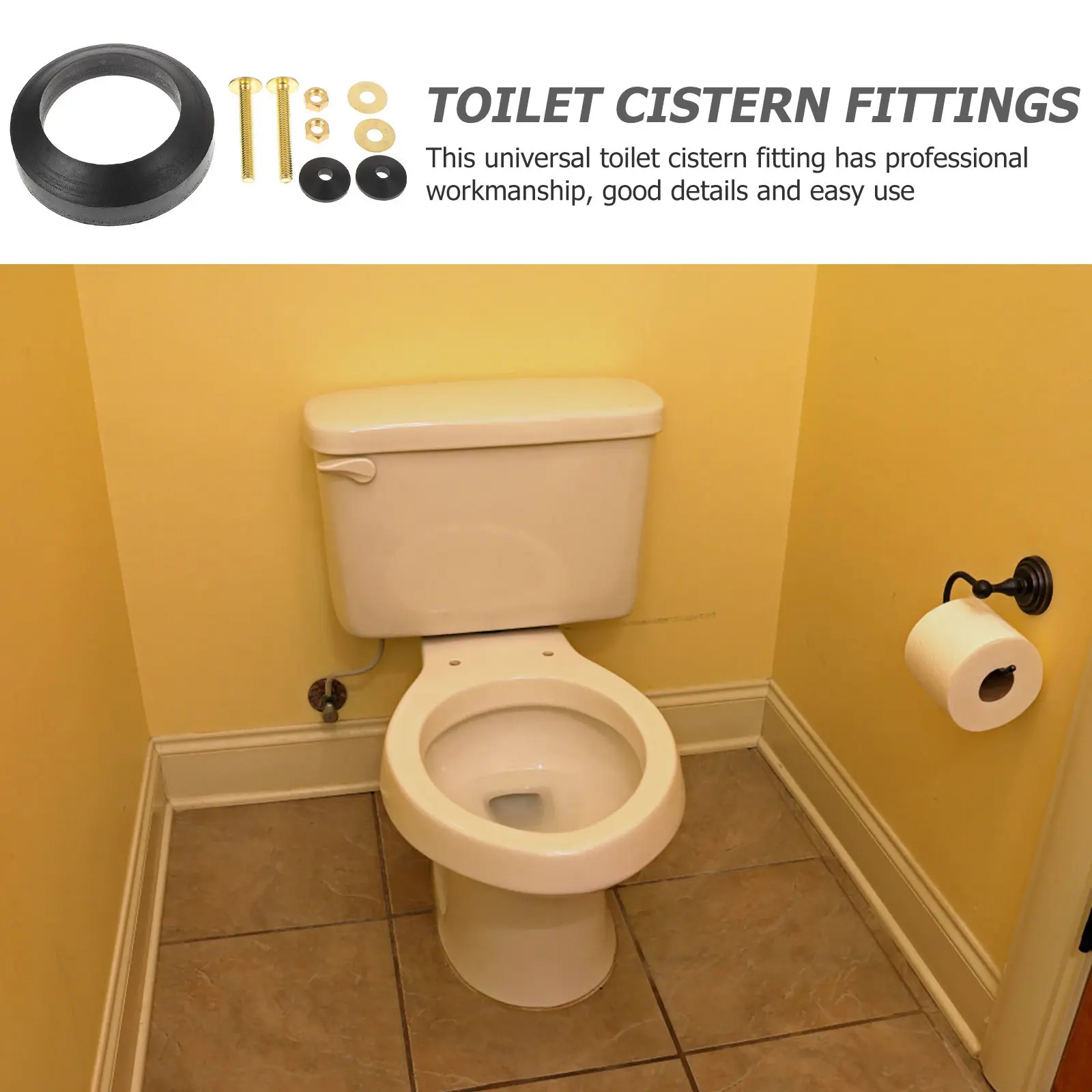 1Set Toilet Cistern Sealing Ring Universal Anti-Rust Toilet Water Tank Accessory Easy Install Replacement Parts for Home