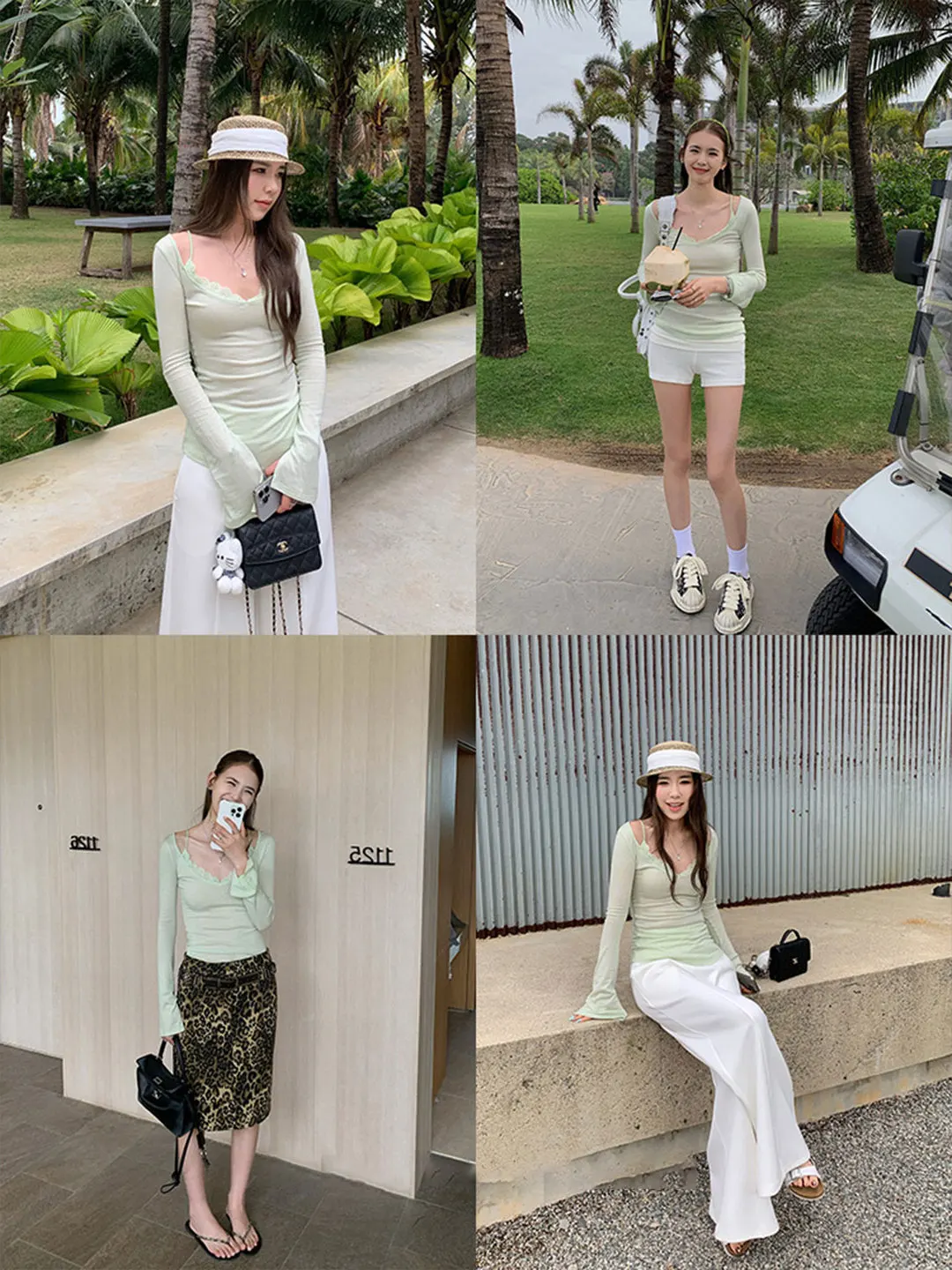 Sexy V-Neck Lace Trim Long Sleeve T-Shirt Women's Base Shirt Autumn Winter Bell Sleeve Fake Two-Piece Waist-Cinching Short Top