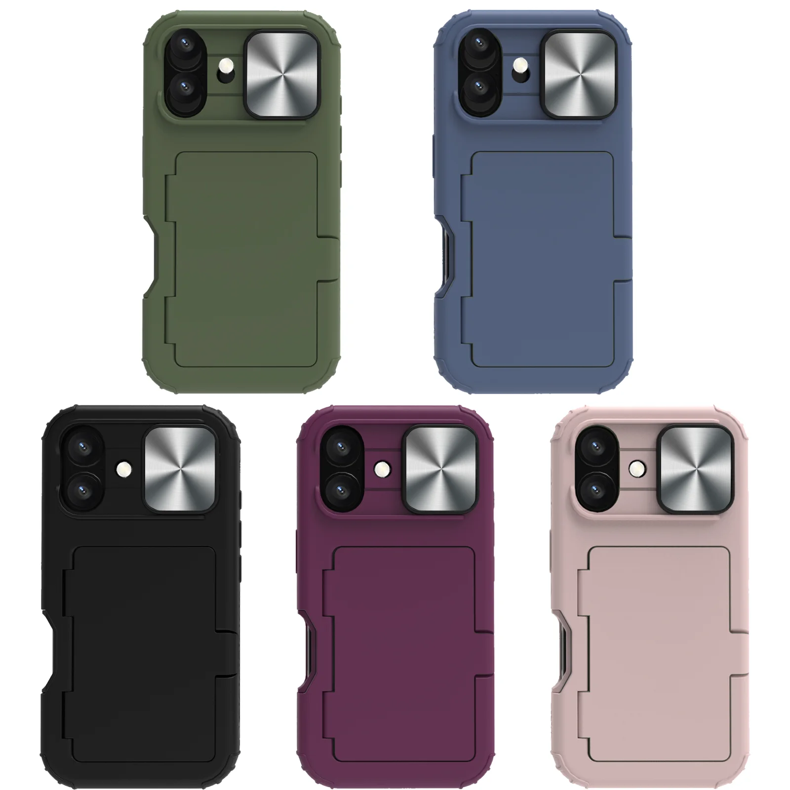 Picture 3: Hybrid Three Layer Hidden Mirror Card Holder Wallet Case For iPhone 16 Plus 16Pro Max, Stand Slide Camera Protection Cover Funda