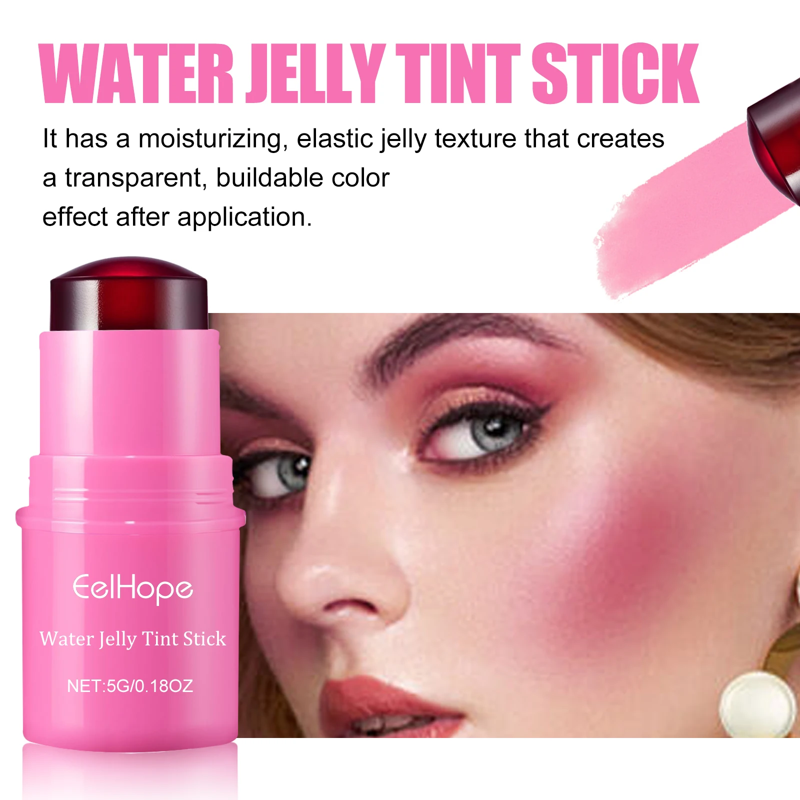 Colorete en polvo de gelatina de leche, colorete en barra hidratante, brillo de larga duración, contorno Facial mate, maquillaje colorete, tinte de labios