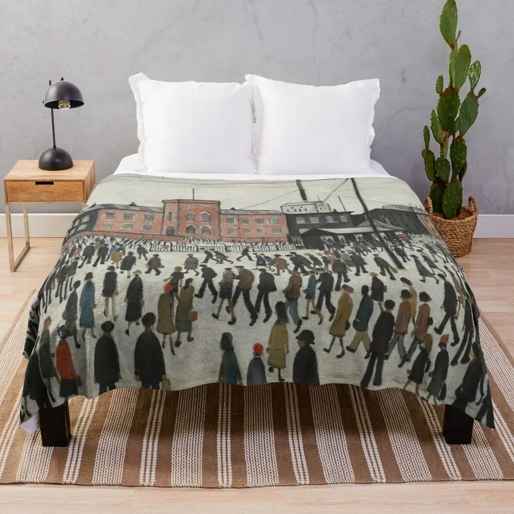 

Going To Work (1943) by L S Lowry Throw Blanket Warm Shaggy Extra Large Throw Blankets