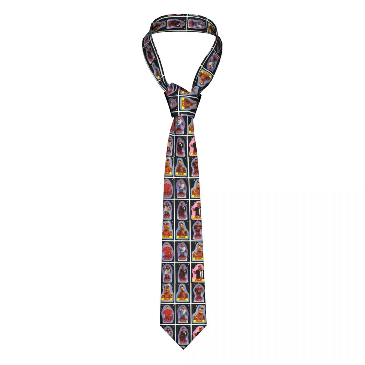 Classic Alien Life Form ALF Meme Collage Necktie for Men Customized Silk Tv Show Office Tie