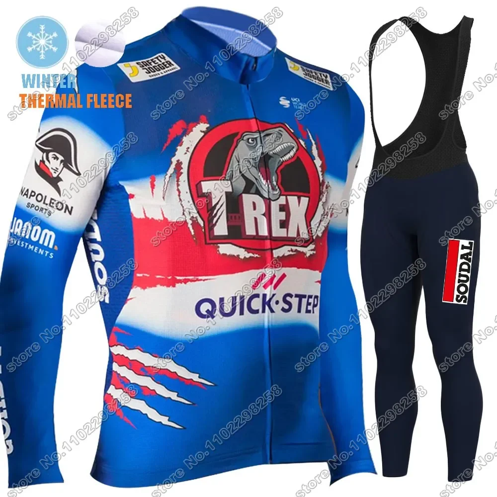 Winter Soudal Quick Step 2024 Cycling Jersey Set Mens Long Sleeve Blue Cycling Clothing Road Race Bike Jacket Suit MTB Pants