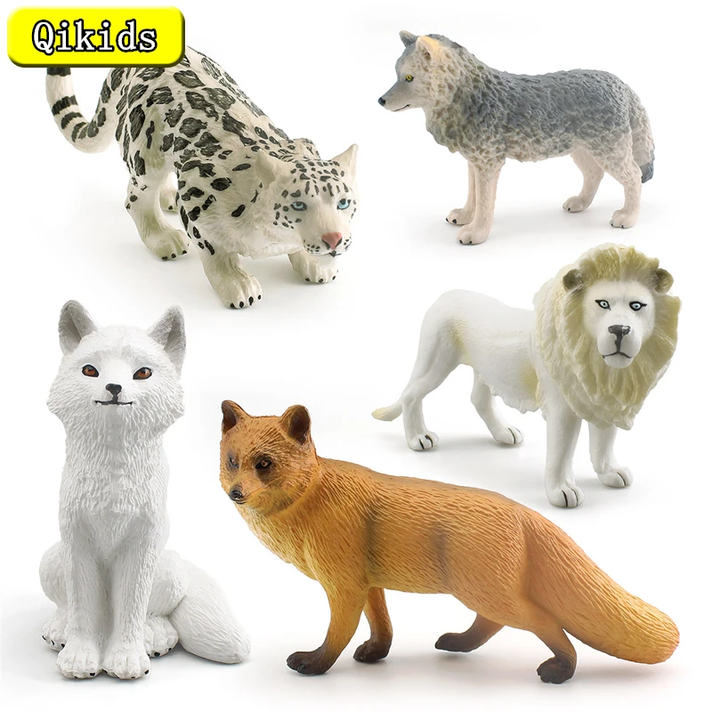 Realistic Animal Wolf Fox Figurine Simulation Arctic Wolf Jackal Arctic Fox Model Action Figures Kids Cognitive Collection Toys