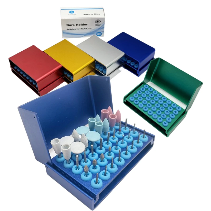 Dental Holder 40 Holes High/low Speed Dental Burs Cleaning Stander Autoclave Sterilizer Case Burs For Oral Care Organizer Box
