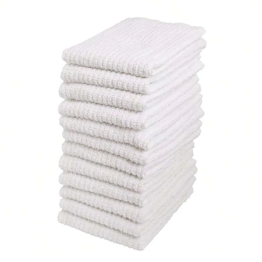 

Living Fashions Bar Mop Cleaning Kitchen Dish Cloth Towels, 1OO% Cotton, Machine Washable, Everyday Kitchen Basic Utility Bar M
