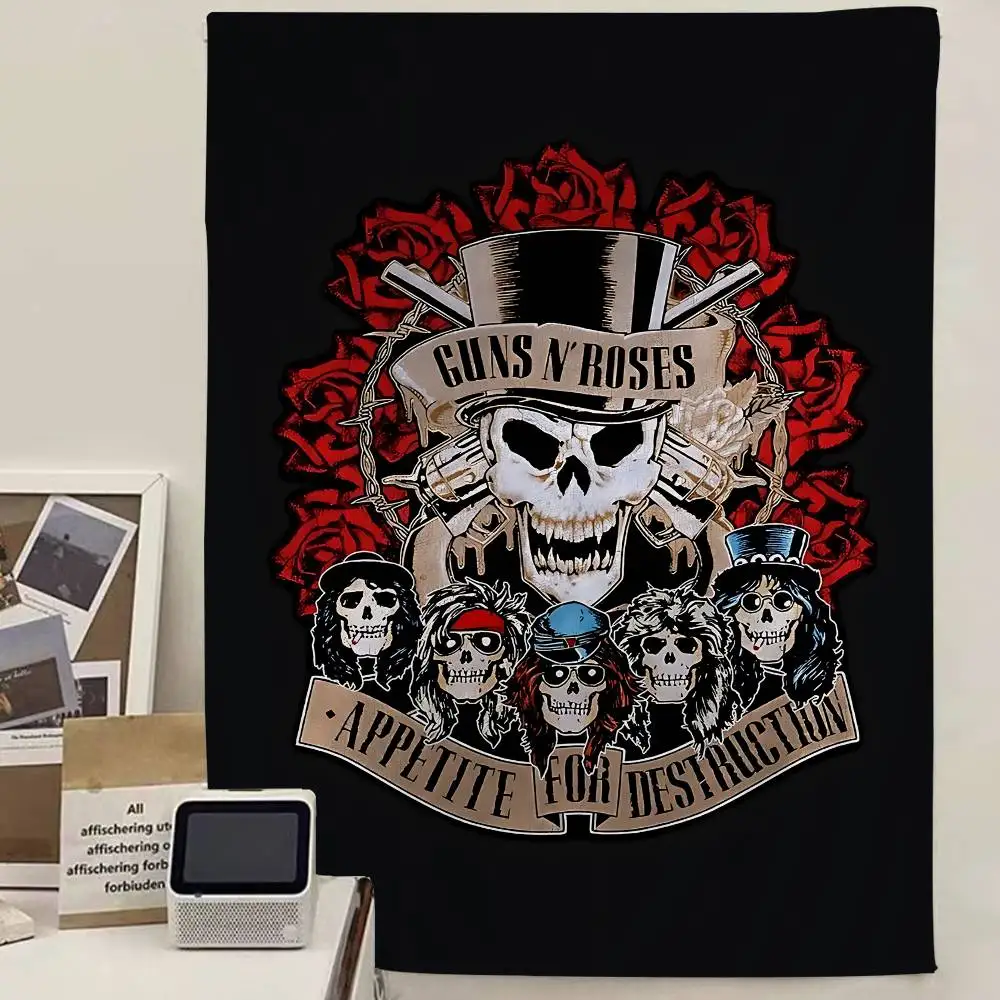 Image of Rockmusik-Band G-Guns N Roses Hippie Wandbehang Wandteppiche Kunst Science-Fiction-Raum Heimdekoration Kawaii Raumdekoration