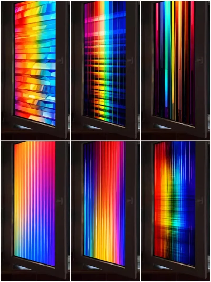 45x120cm Magic color  Window Films Stained Glass Decal Static Sun Catcher Stickers for Home Kitchen Office Privacy Protection