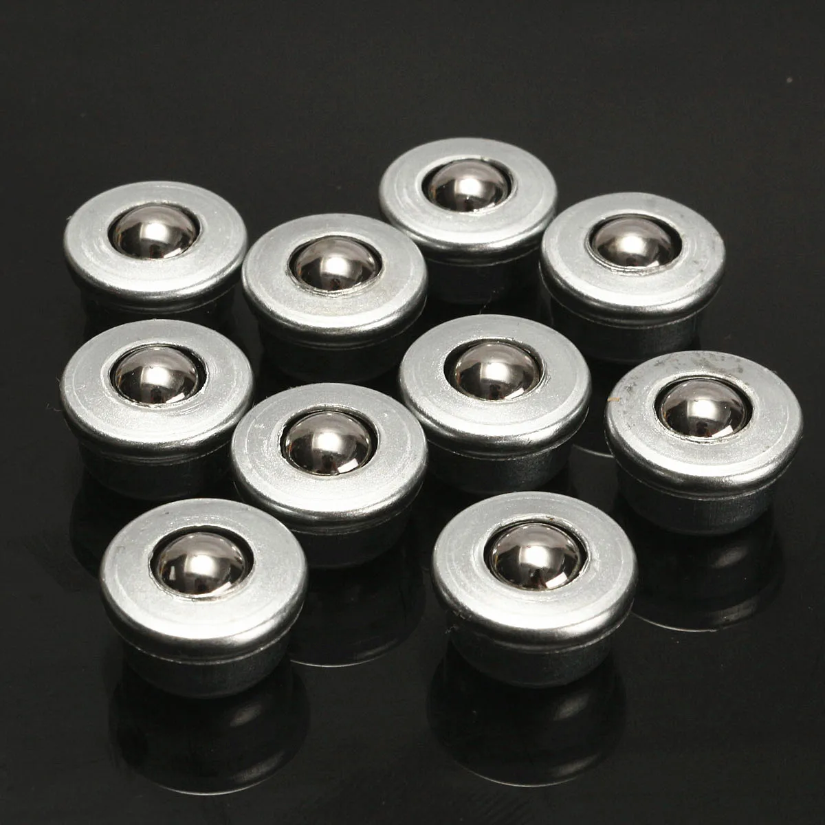 10Pcs 8mm CY-8H Metal Sliver Ball Transfer Bearing Unit Conveyor Roller Wheels Small Flat Round Eye Wheel Conveying Ball