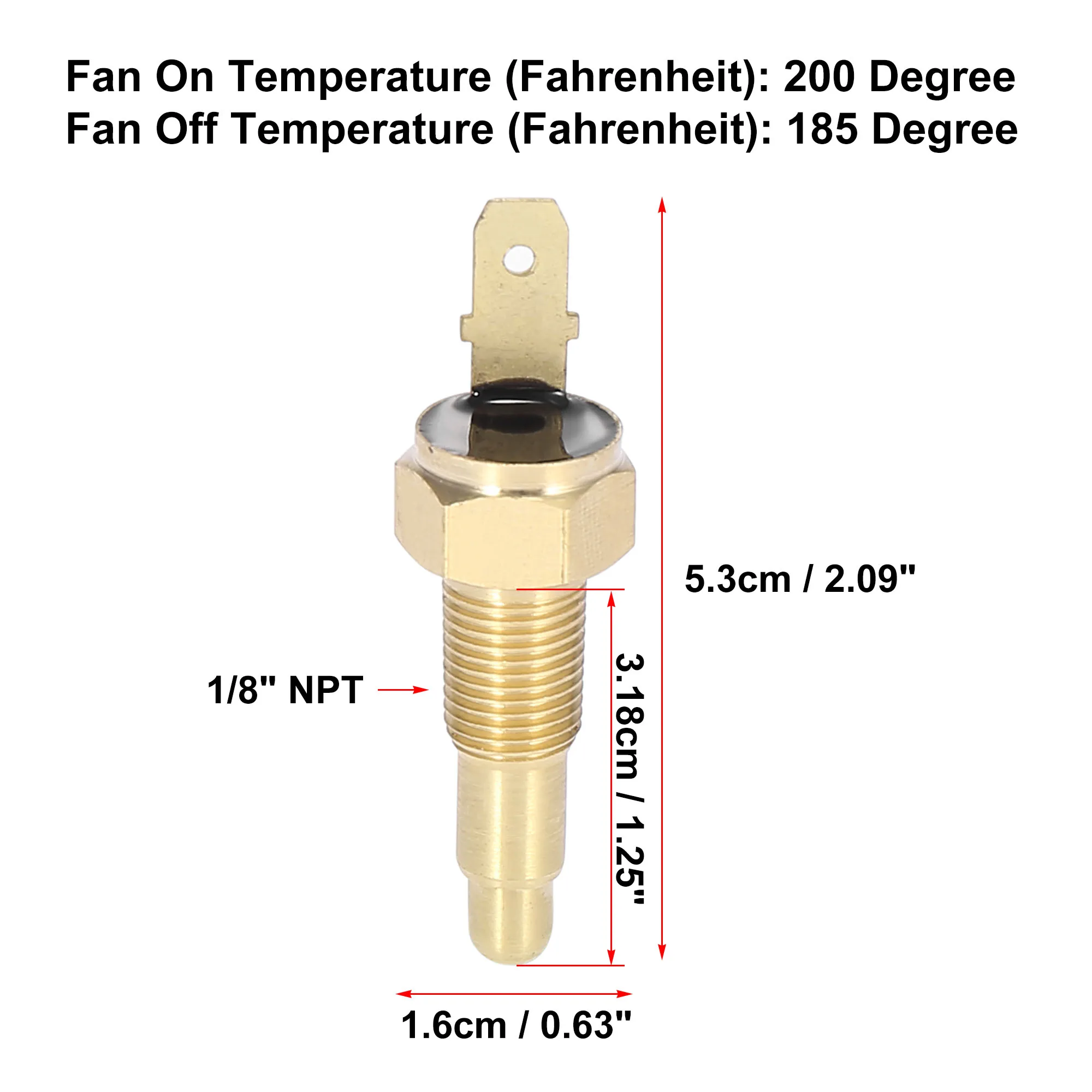 Thermostat Ventilateur Radiateur 190°F Capteur Commutateur De Température Radiateur 1/8 NPT - Activation à 190°F, Arrêt à 175°F - Pour Ventilateur De Refroidissement Thermostat Ventilateur Radiateur 190°F Capteur Commutateur De Température Radiateur 1/8 NPT - Activation à 190°F, Arrêt à 175°F - Pour Ventilateur De Refroidissement