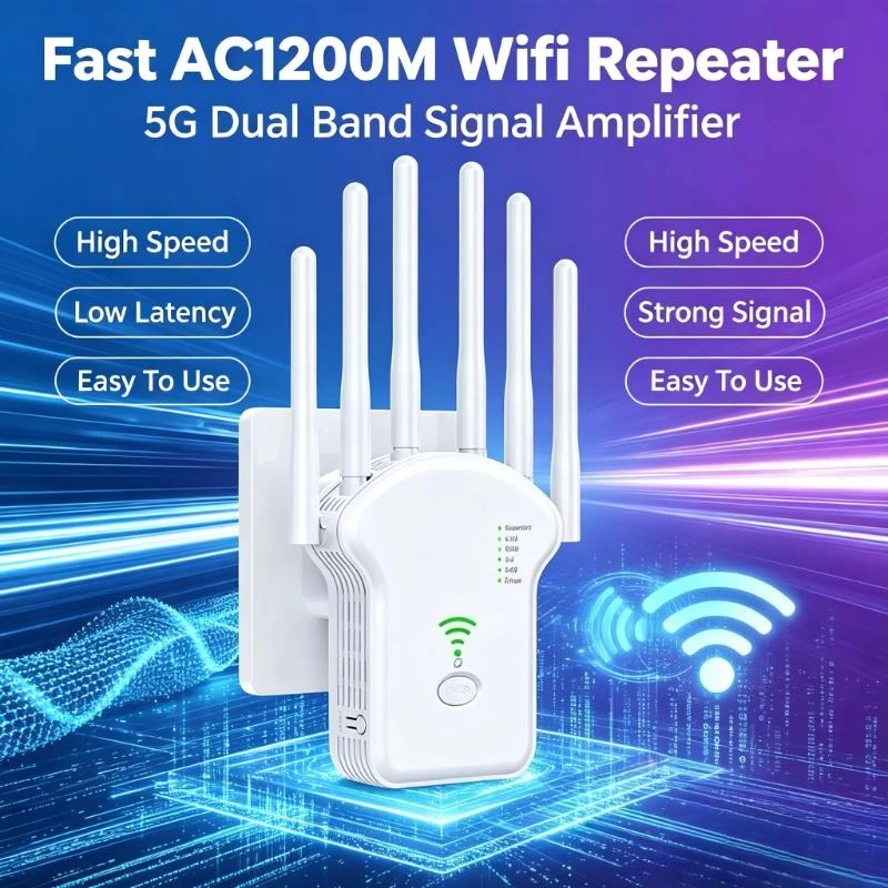 AC1200M 5G Dual Band Wireless Extender High Power Wifi Signal Amplifier Wifi Repeater For Home Use