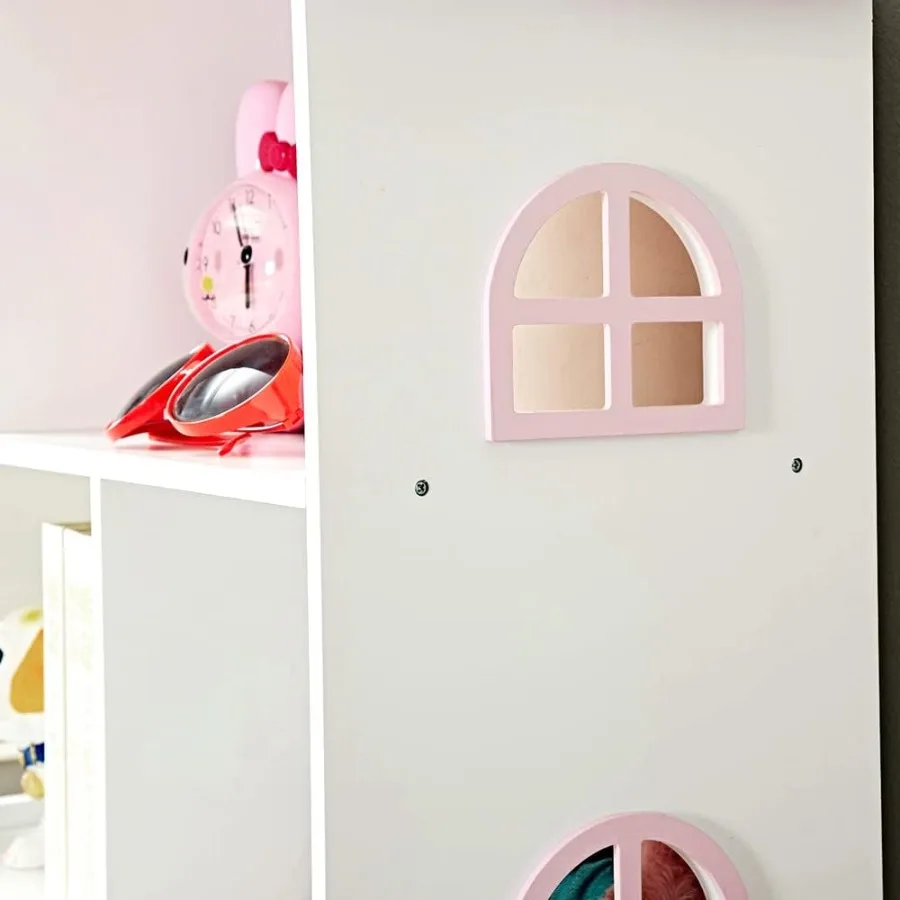 Estantería de madera para casa de muñecas, estantería para casa de muñecas de 3 niveles, libros, juguetes, organizador de almacenamiento, estantes para dormitorio, sala de juegos, jardín de infantes