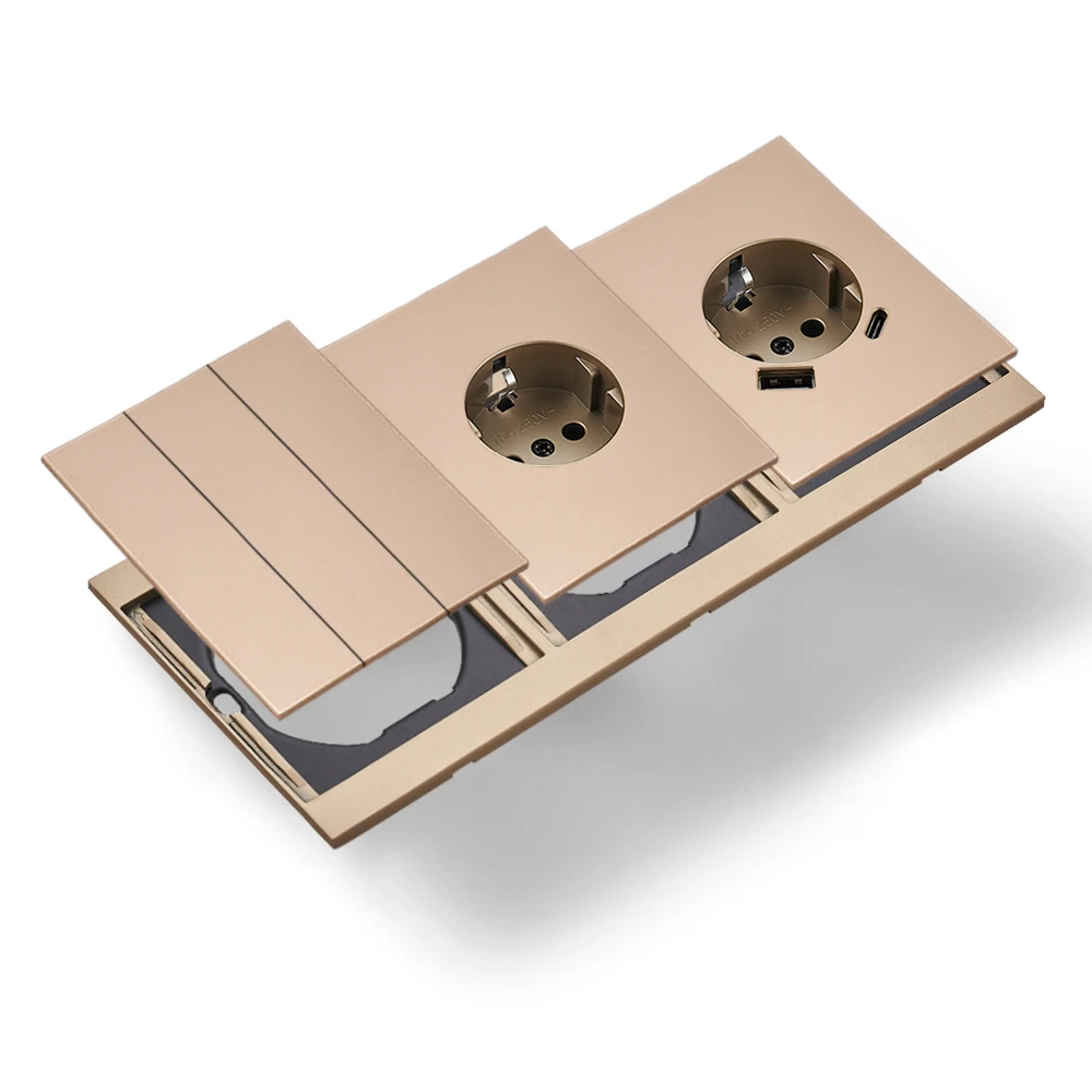 Skin Sensation USB A+C Integrated Panel Embedded Power Sockets Skin Feel Paint Wall Socket Rocker Switch Button Light Switch