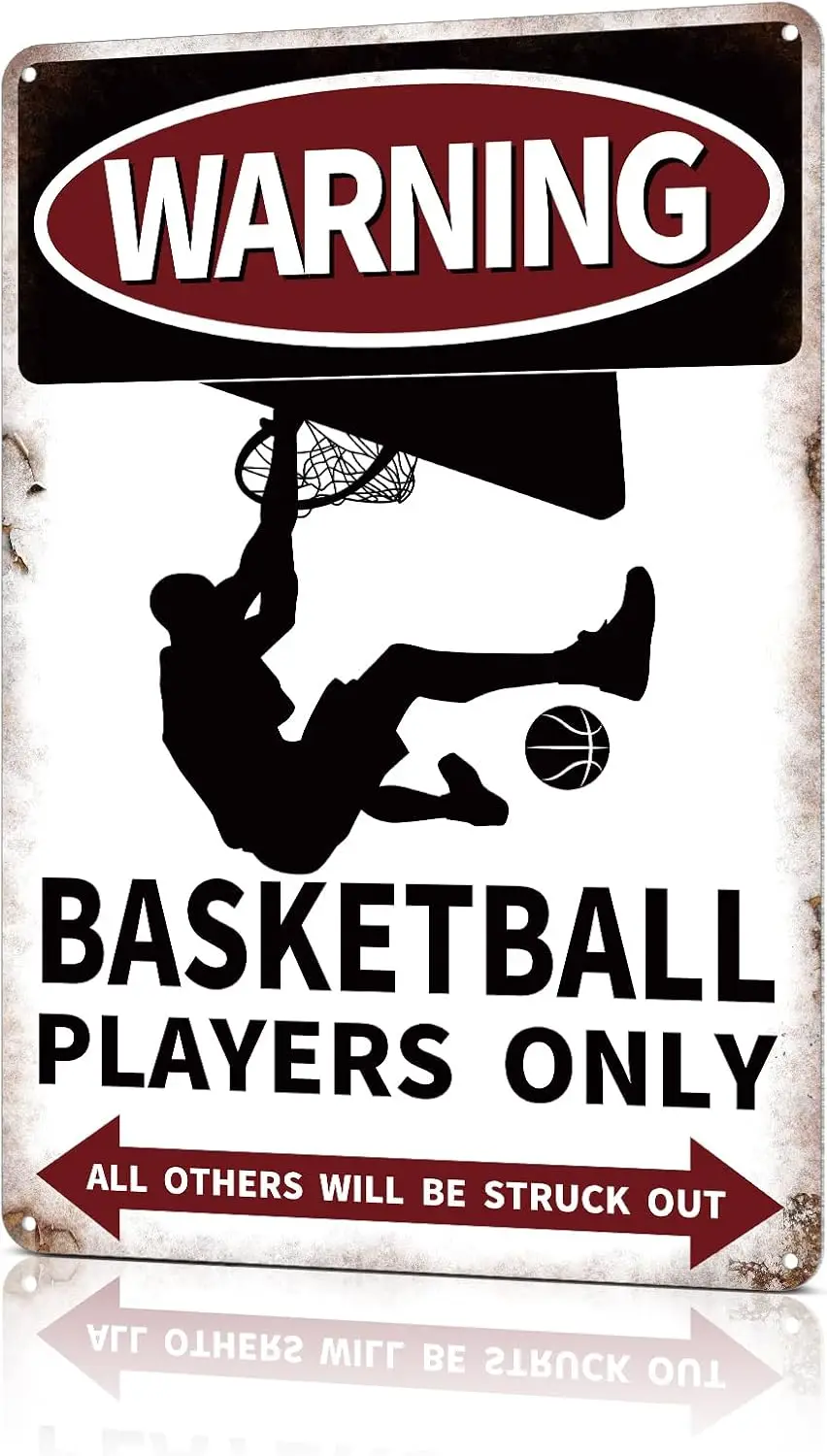 Basketball Decor Gifts Vintage Metal Tin Sign Poster for Boys Room Kids Bedroom Sports Signs Home Wall Posters Warning Bask sign