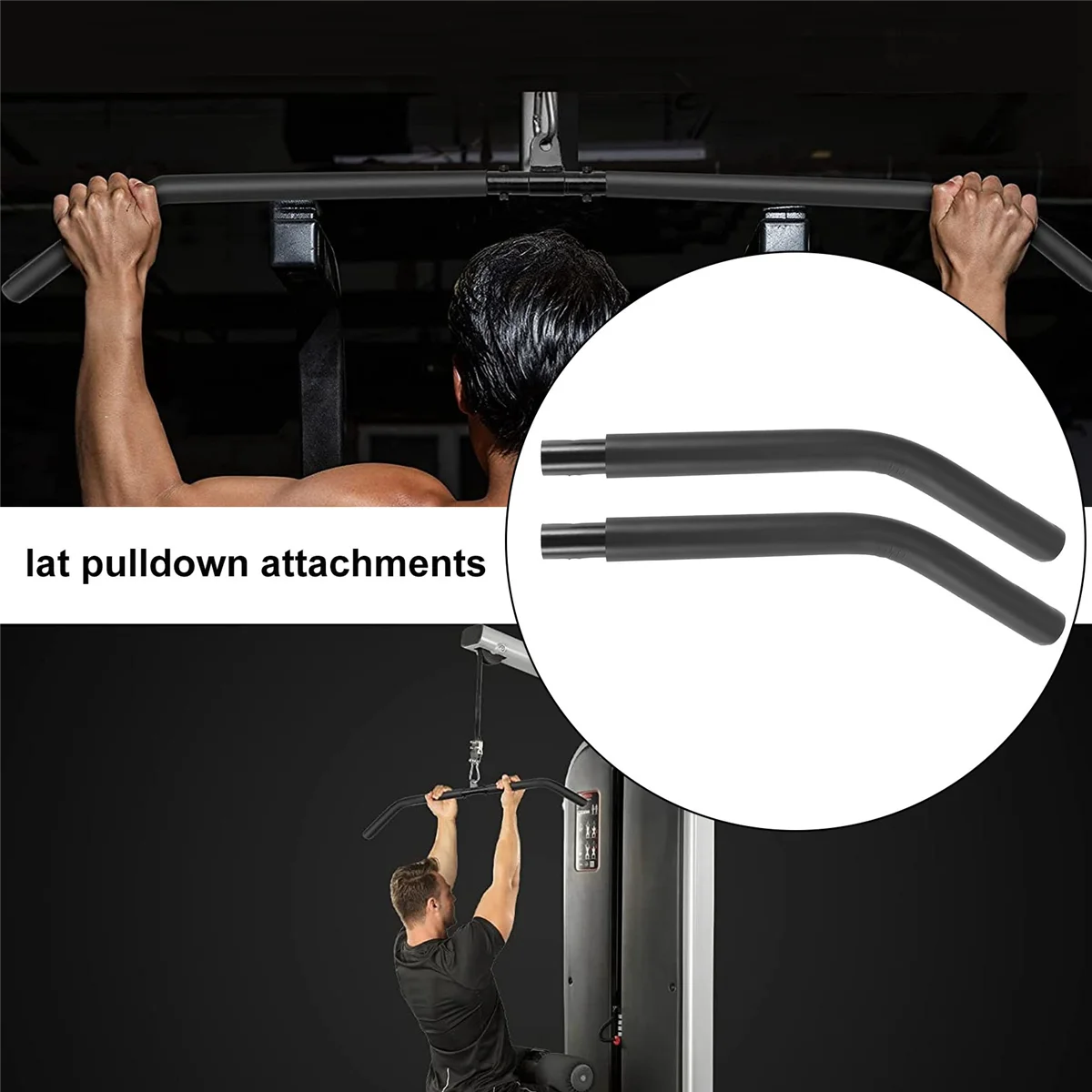 Fitness LAT Pull Down Bar, Cable Machine Attachment for Gym, Exercises Tricep Back Muscles Strength Training