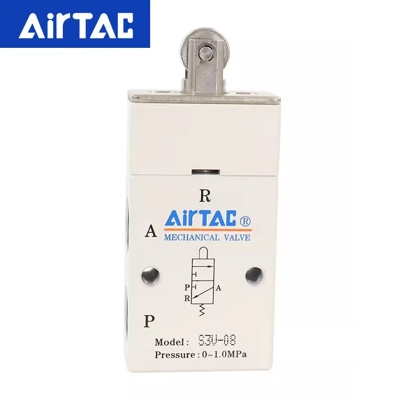 

AirTAC Mechanical Valve S3V-M5 S3V-06 S3V-08 Vertical Roller Type Control Valve Pneumatic Switch Valve Air Valve