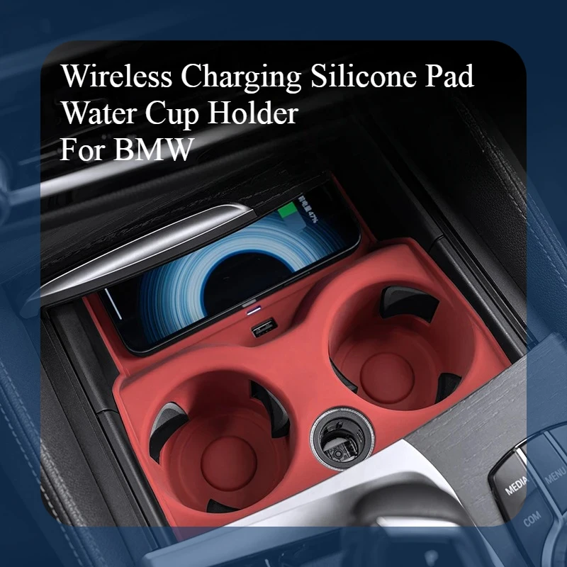 

For BMW3 4 5 6 Series X3 X4 X5 IX3 GT i3 i4 Car Silicone Center Console Organizer Box Cup Holder Wireless Charging Pad Accessory