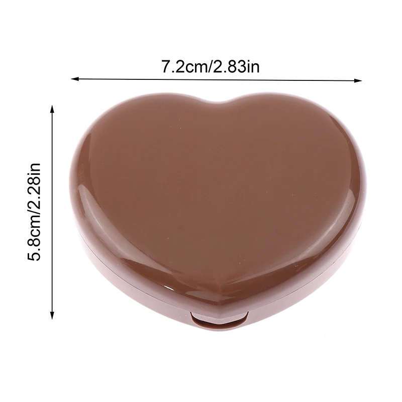 1Pc Heart Contact Lens Case Coffee Color Eye Care Container Portable Contact Lens Case For Travel Mini Contact Lens Case