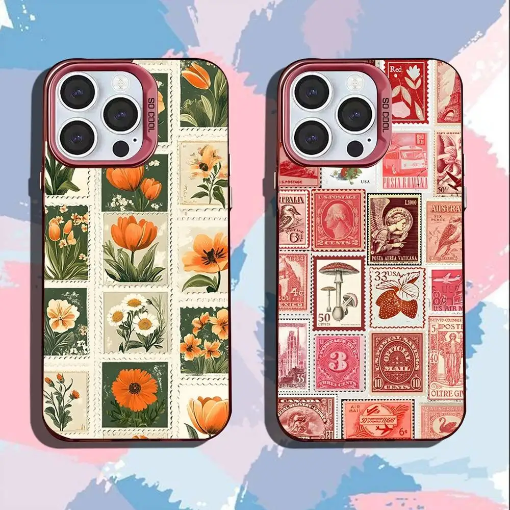 

Stamp Pattern Phone Case For iPhone 17,16,15,14,13,12,11,Mini,Pro,SE,MAX Pink Matte Silicone Cover