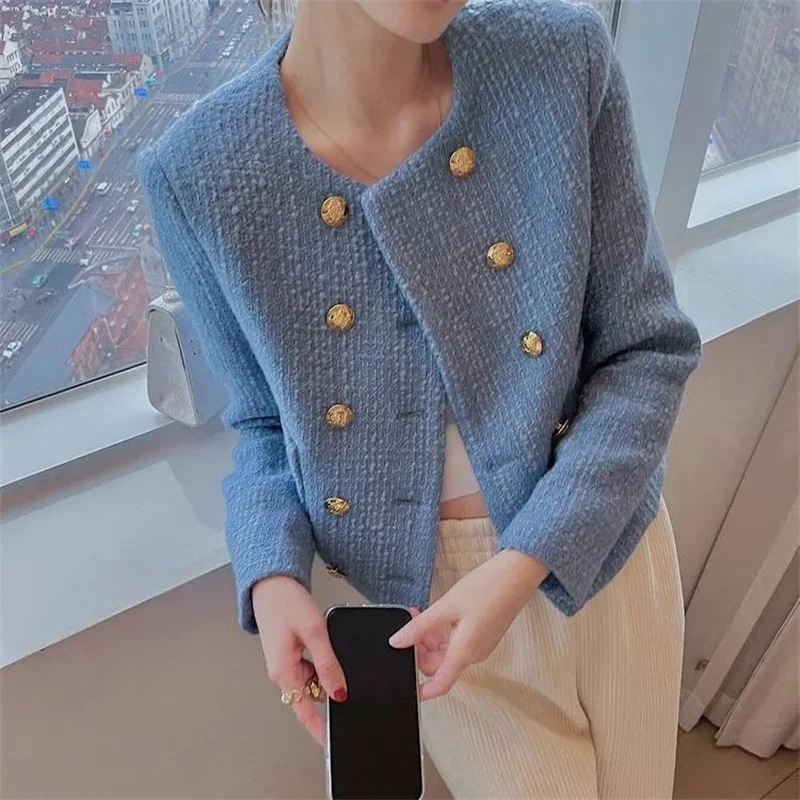 Spring Autumn 2024 New Small Fragrant Style Korean Edition French High end Feeling Celebrity Versatile Short Coat for Women